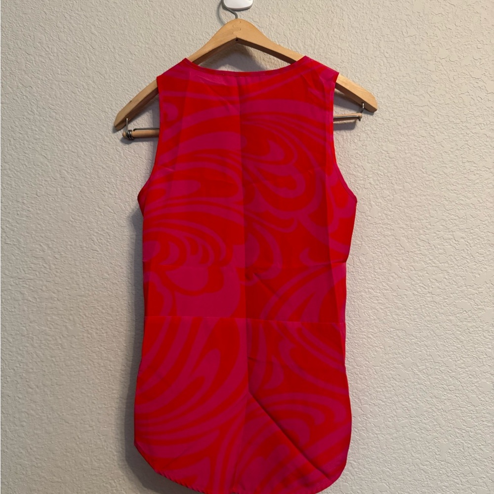 Michael Michael Kors Red & Pink Swirl Sleeveless Top with Zipper XS - Picture 6 of 7